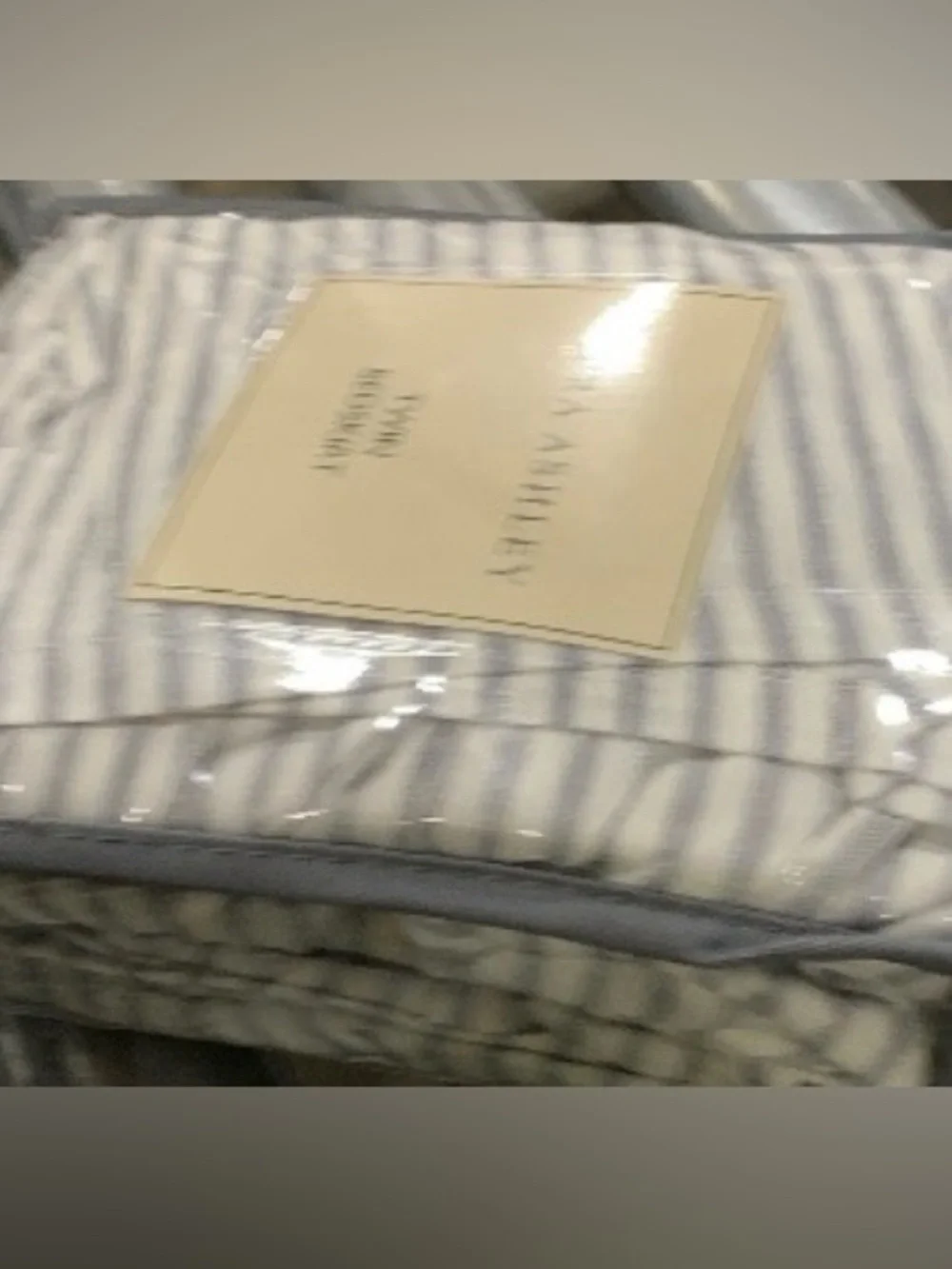 Laura Ashley TWIN Bed Skirt 100% Cotton 14.5” Drop - Ticking Stripe Gray